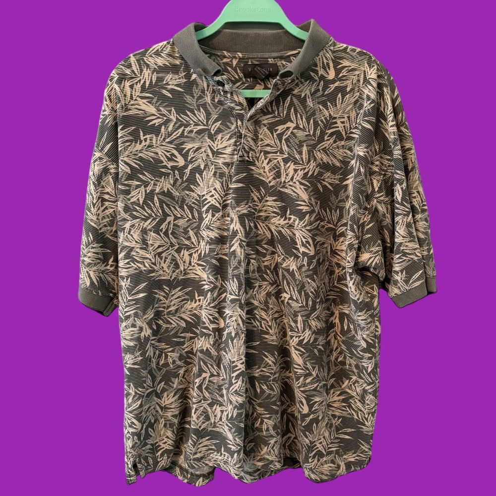 Men’s leaf pattern polo shirt